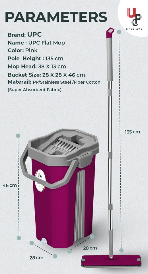 Balai Essoreur Automatique 2 en 1 avec Seau Compact avec 7 Tampons Remplaçables