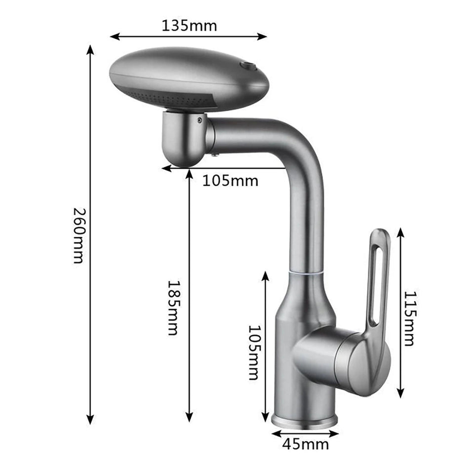 Robinet moderne multifonctionnel à 4 modes avec rotation à 360°