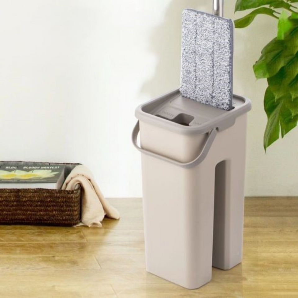 Balai Essoreur Automatique 2 en 1 avec Seau Compact avec 7 Tampons Remplaçables