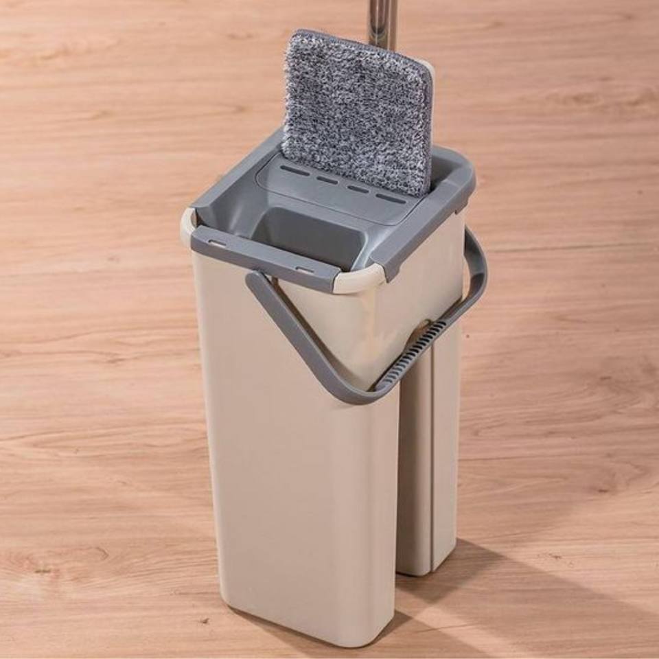 Balai Essoreur Automatique 2 en 1 avec Seau Compact avec 7 Tampons Remplaçables