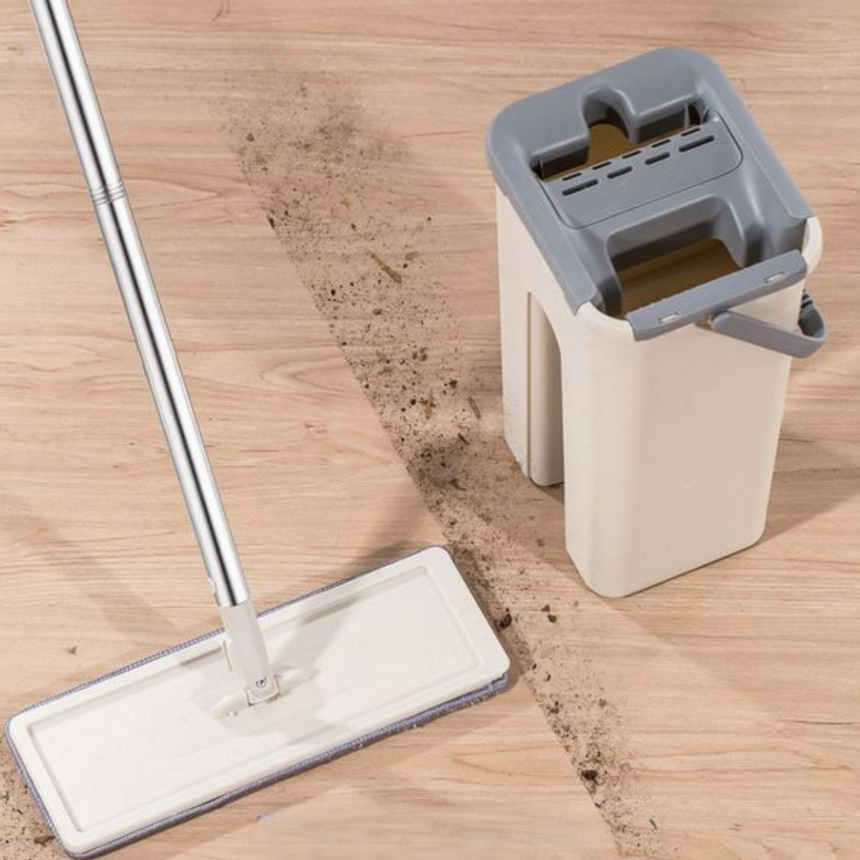 Balai Essoreur Automatique 2 en 1 avec Seau Compact avec 7 Tampons Remplaçables